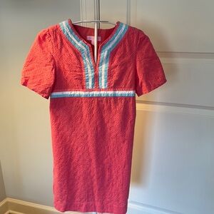 Lilly Pulitzer Red and Blue Casual Sheath Dress-Gently Used / Very Good